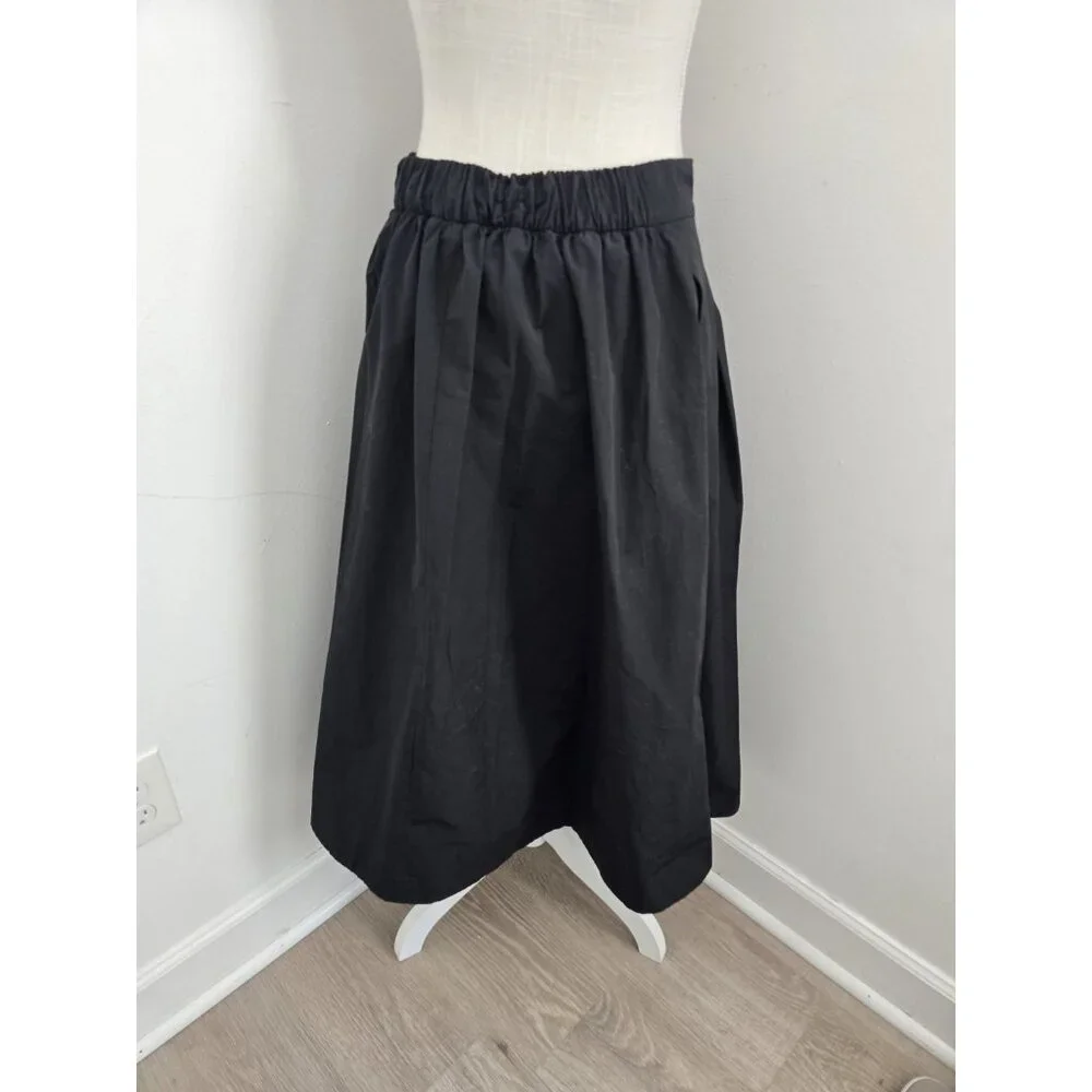 Boden Isabella Taffeta Midi Black Full Pull On Skirt Size 8 M R A-line Womens